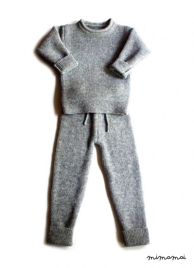Babies/Children's knitted lambswool roll-neck Sweater and Pants set