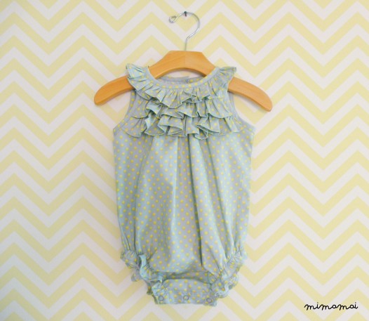 Grey and yellow polka dots romper suit