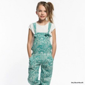 Monkey girl long printed in turquoise Green