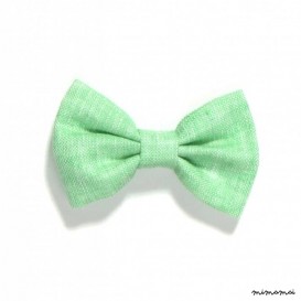 Bow Clip in Green Linen