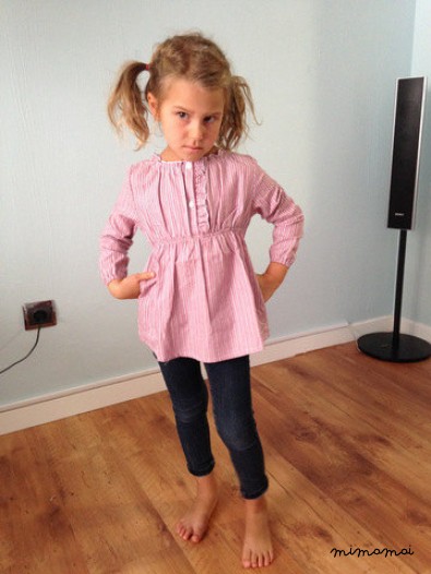 Pink striped cotton blouse, Baby&Toddler blouse, Girls blouse, Little girl clothing