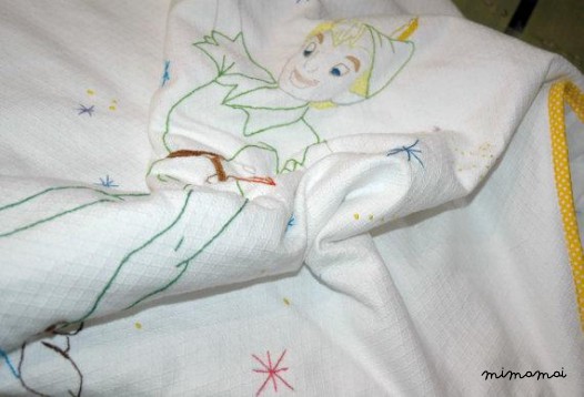Peter Pan hand embroidered baby boy's blanket, white color, nursery christening gift