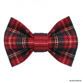 Child red tartan bow tie, polyester and viscose