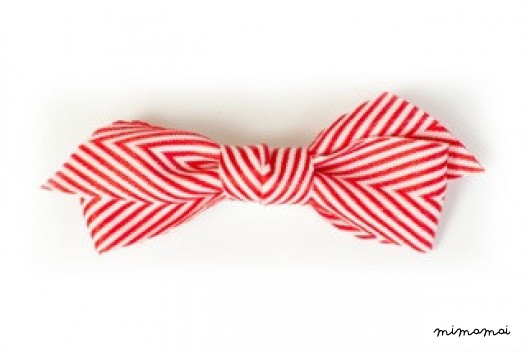 Thin Chevron Hairbow Red