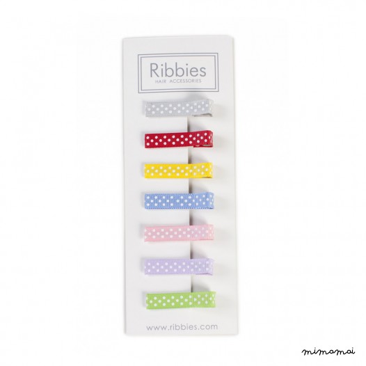Hair Clip Set of 7 - Swiss Dot
