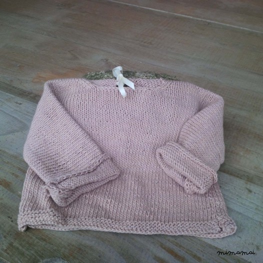 Baby jumper and leggings, handmade knitwear of organic cotton, pale rose