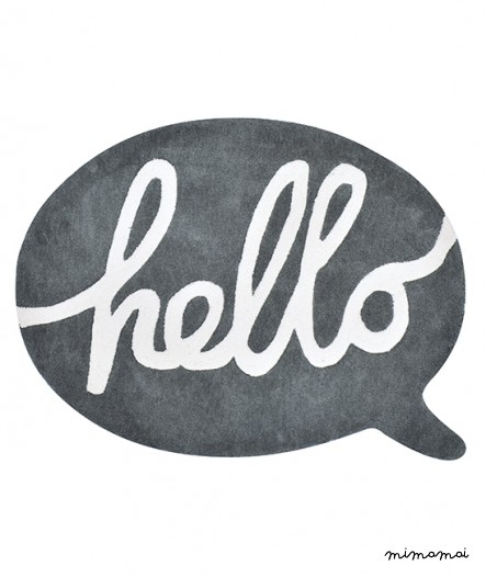 Tapis coton enfant Hello gris
