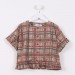 Frilly Button-down Top orange and green