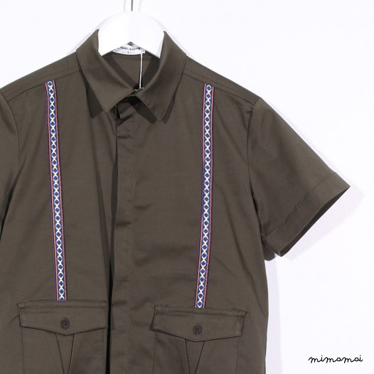 Short-sleeved Suspenders Shirt army green