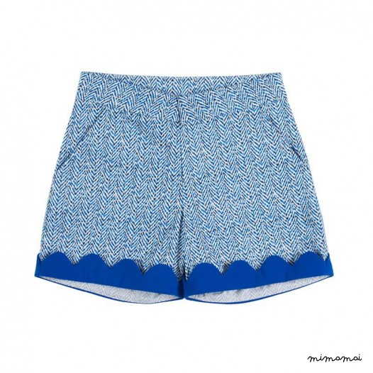 Scallop Hem Shorts blue chevron