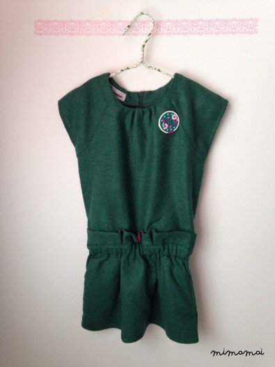 Soft wool dress for girls, gown, green pine, size 4-5 wool dress, autumn, green