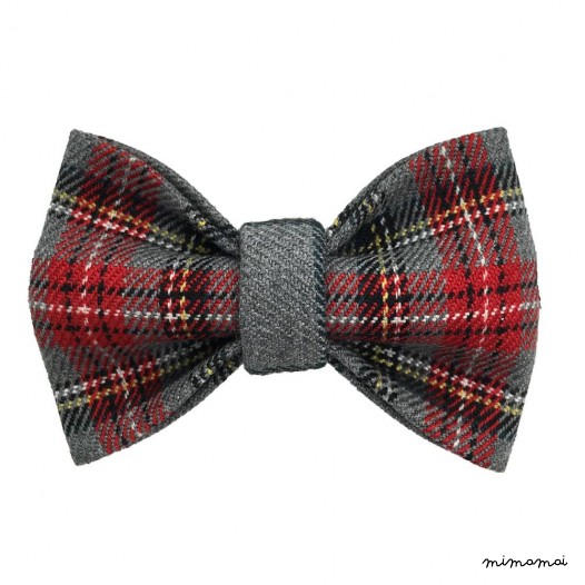Child grey tartan bow tie