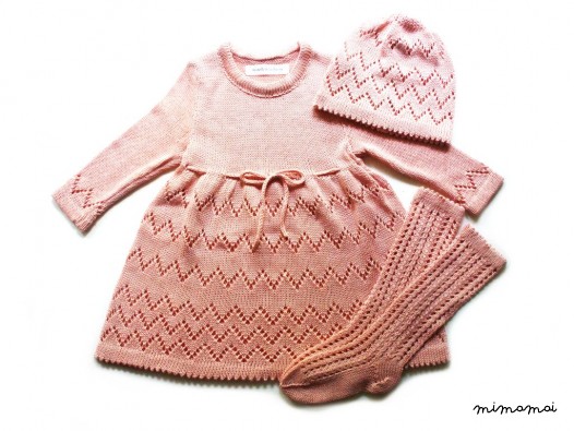 Babygirls/Girls 3 piece set - cotton lace dress, hat and knee-high socks/outfit