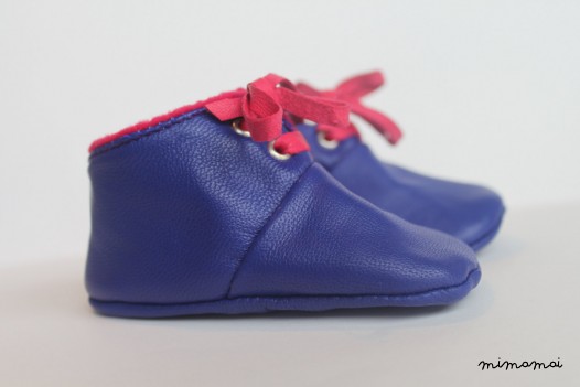 6 - 12 Months Slippers / Baby Shoes Lamb Leather Pink Purple