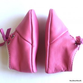 0-3 Months Slippers / Baby Shoes Lamb Leather pink