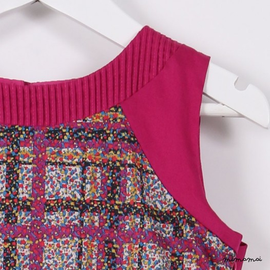 Pleated Dress with Frill purple and black