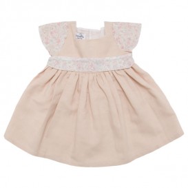 vestito rosa manica corta lino
