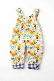 Girls Pleated Dungaree Land Print