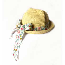 Chapeau de paille en Liberty Betsy porcelaine
