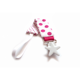 Attache t&eacute;tine rose fuschia &agrave; gros pois