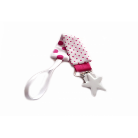 Attache t&eacute;tine rose fuschia &agrave; petits pois