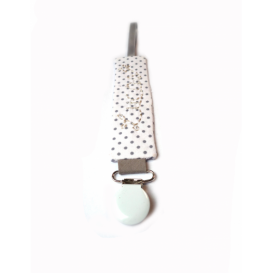 Attache t&eacute;tine gris &agrave; pois personnalisable