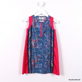 Contrast Piped Dress blue splatter