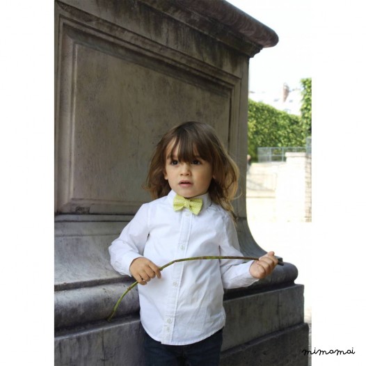 Child yellow with green polka-dot bow tie, cotton