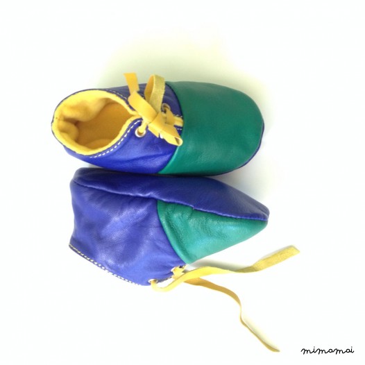 12-18 Months Slippers / Baby Shoes Lamb Leather green blue mustard yellow