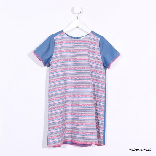 Boxy T-Dress pink stripes