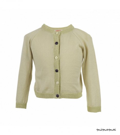 Girls Classic Cotton Cardigan in Gold Lurex