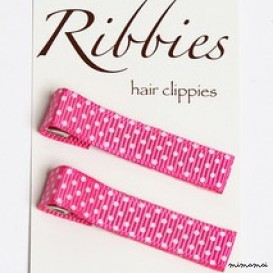 Pair of Zoe Small Dots on Hot Pink Hairclips