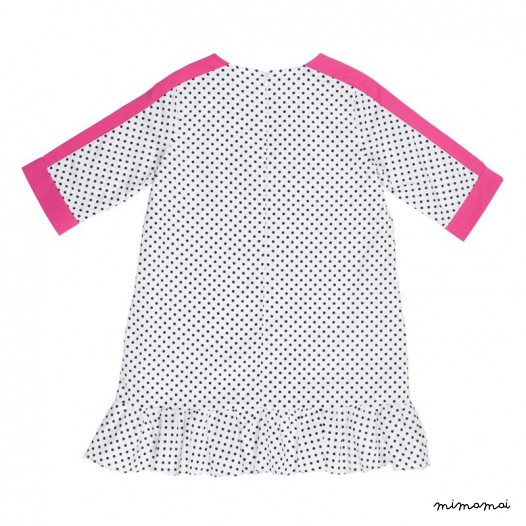 Frill Panel Dress mini black dots