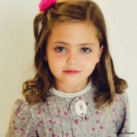 Girls Cotton Dress, Long Sleeve Girls Dress, Warm Cotton Dress in Gray and Purple