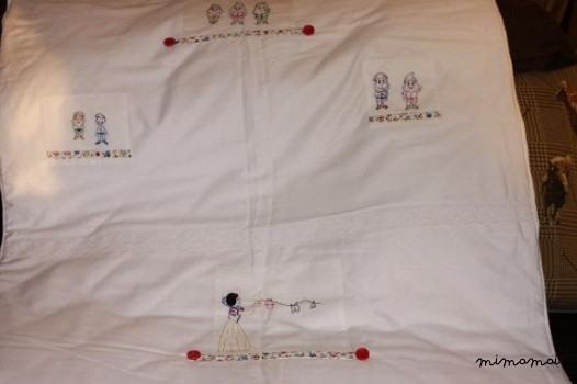 Snow White cradle Baby blanket, hand embroidered,handmade, carrycot or stroller