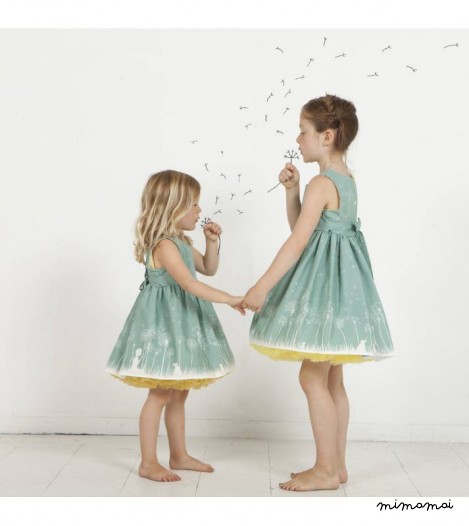 Martha Dress Make A Wish Print in Sage