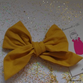 Barrette gros noeud MOUTARDE