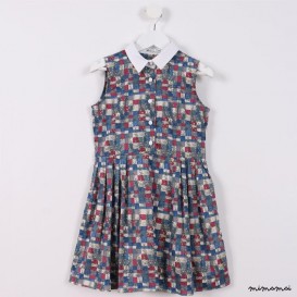 Pleated Shirtdress blue and maroon