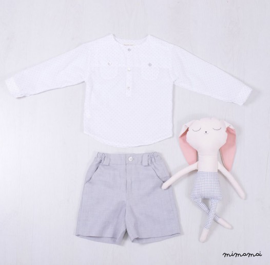Shirt Boy, Polka Dots Shirt Boy, Baby Boy Shirt ,Gray Polka dots shirt for little boy