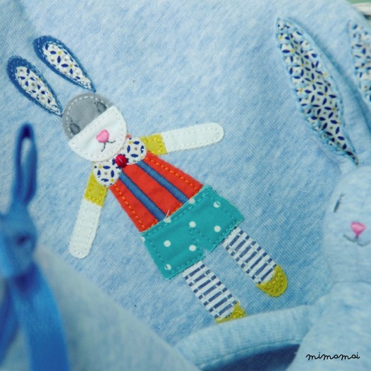 Patchwork Bunny Blue Romper