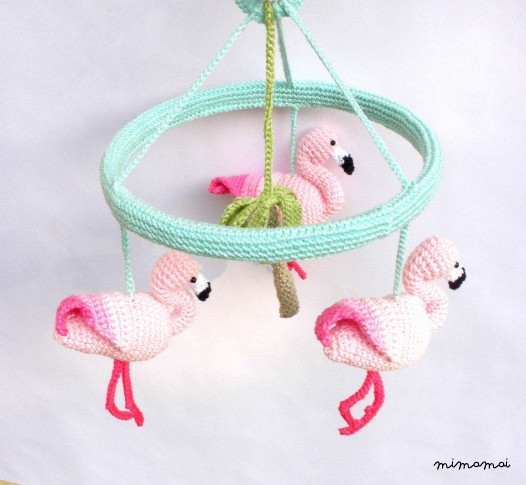 Pink Flamingo Baby Mobile