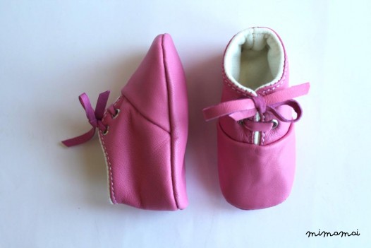 6-12 Months Slippers / Baby Shoes Lamb Leather pink
