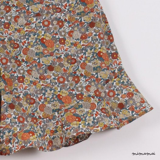 Flared Hem Shorts orange floral