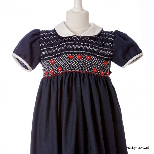 Arrowhead Blue Smocked embroidered