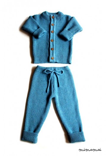 Babies/Children's/Toddlers merino wool round neck Cardigan and pants set