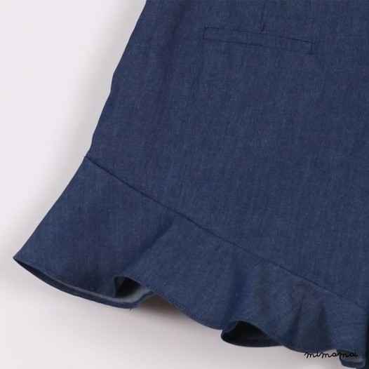 Flared Hem Shorts blue denim