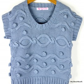 Denim organic handknit