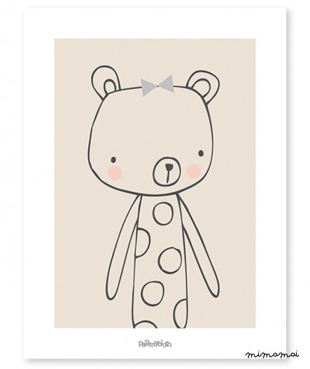 Affiche b&eacute;b&eacute; ourson &laquo; Caline &raquo;