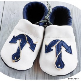 Scarpe fatte a mano morbida suola - marinaio, rosa-bianco, per bambino, bambino, bambini