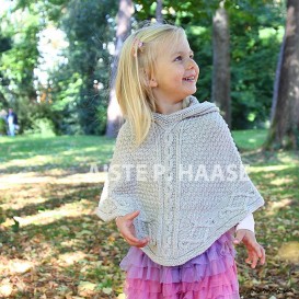 Hand-knitted girl's poncho, Merino wool poncho